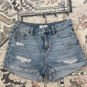 Cello Light Blue Distressed Jean Shorts